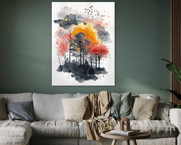 aquarel herfstbomen van haroulita