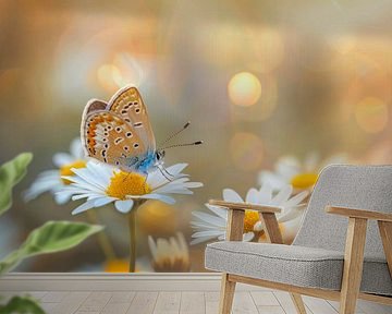 Photo of a butterfly, resting on a flower, in a flower meadow by Joriali photography and paintings