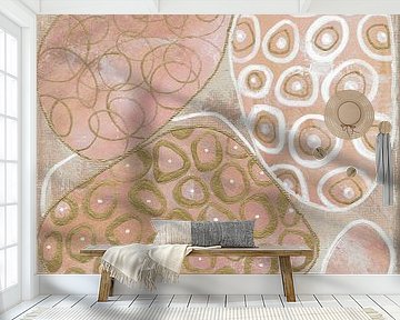 Organische Vormen in Roze en Goud van Behindthegray