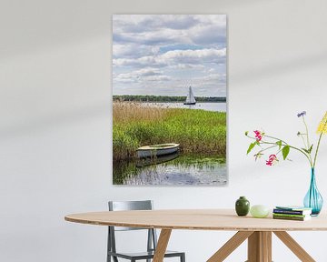 Vissersboot en zeilboot op het Achterwasser bij Warthe aan de Ins van Rico Ködder
