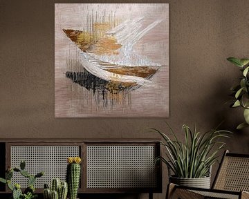 WabiSabi/Japandi  Art - Structuren en lijnen op linnen van Studio Pieternel