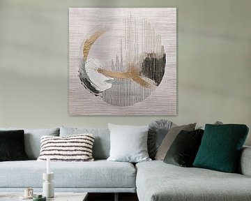 WabiSabi/Japandi Art - Cirkel met structuren  en  lijnen van Studio Pieternel