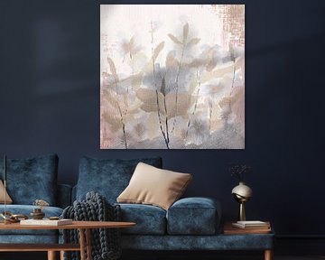Japandi/WabiSabi Art - Sereen bloem schilderij van Studio Pieternel