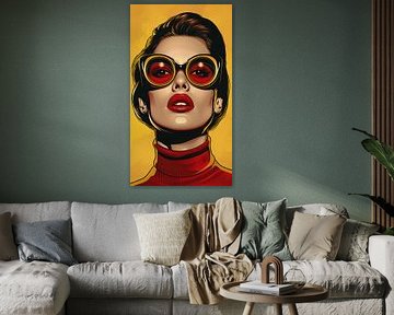 Portrait stylisé Pop-Art d'une femme avec de grandes lunettes sur Steinfox Art