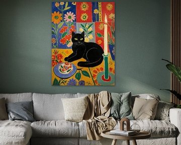 Kat met kaars Stijl Henri Matisse van TOAN TRAN