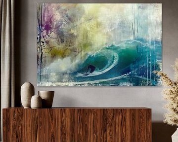 Abstract painting of a surfer on a wave - 2 by BowiScapes abstract and digital art