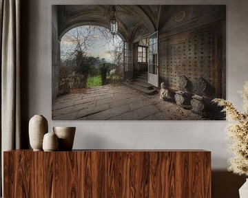 View through to the garden of an abandoned Villa by Wim van de Water