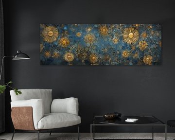 Gouden Bloemen op Blauw van Whale & Sons