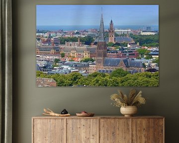 Skyline de La Haye avec la Kloosterkerk et le Palais de la Paix