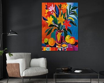 Bloemen in een vaas Stijl Henri Matisse van TOAN TRAN