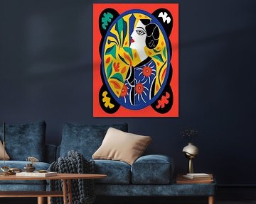 Frau im roten Kreis Stil Henri Matisse