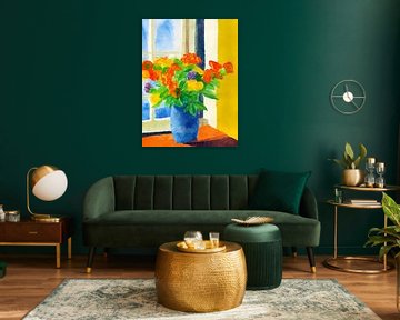 Blumen in einer blauen Vase