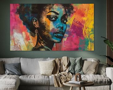 Portrait d'une femme noire au visage peint, Design d'art