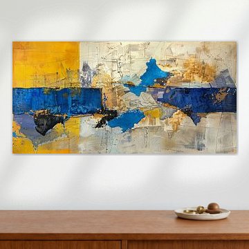Abstract, painting, yellow, blue by Joriali Abstract