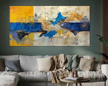 Abstract, schilderij, geel, blauw van Joriali Abstract
