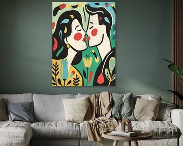 Kussend Paar Stijl Abstract