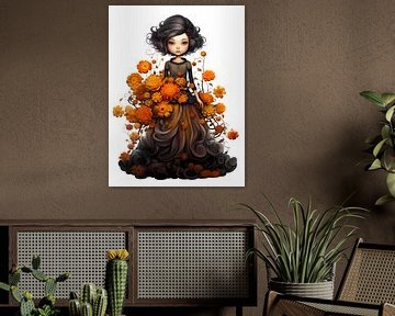 Grillig meisje met herfstjurk van haroulita