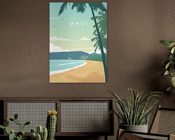 Maui Hawaii Surf Print Kunst Print Reizen van FTM