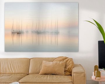 Abstract View Of Sailboats In Motion On The Infinite Sea by Karina Brouwer