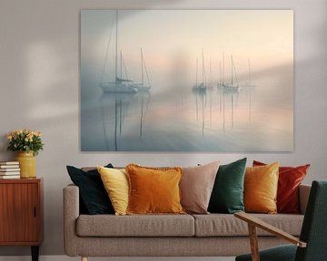 Horizon Fades As Sailing Boats Move Quietly Across The Sea by Karina Brouwer