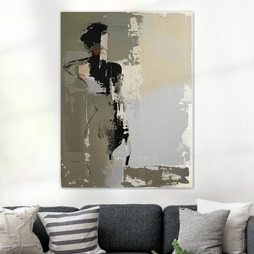 Modern en abstract figuratief portret in aardetinten van Carla Van Iersel