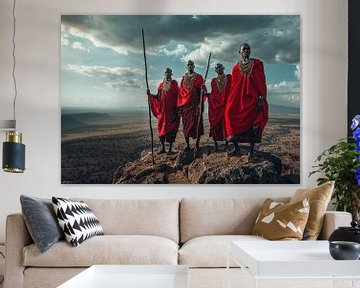 Masai portret in Afrikaans landschap van Sander Hupkes