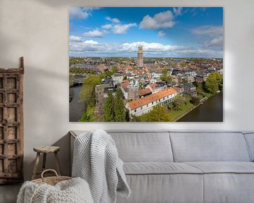 Zwolle binnenstad luchtfoto in de lente