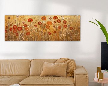 Rode Bloemen in Gouden Weide van Whale & Sons