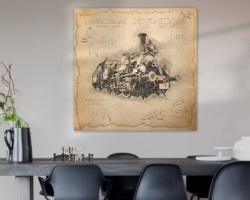 Atle stoomlocomotief / stoomlocomotief. Vintage stijl, voor treinbestuurders & spoorweg fans. van SergeivoArt