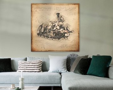 Atle stoomlocomotief / stoomlocomotief. Vintage stijl, voor treinbestuurders & spoorweg fans. van SergeivoArt