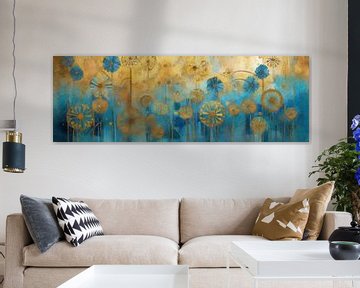 Gouden Bloemen op Blauwe Veld van Whale & Sons