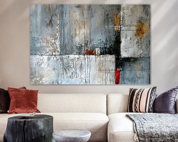 Abstract schilderij, grijstinten, wit en zwart 