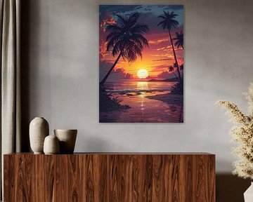 Zonsondergang en kokospalm