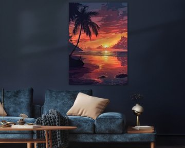Zonsondergang en strand