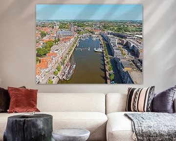 Aerial view of the city of Harlingen in Friesland Netherlands by Eye on You