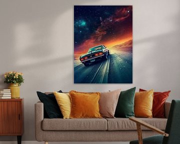 muscle car in mars met maan ruimte wereld aarde van novac dolazy