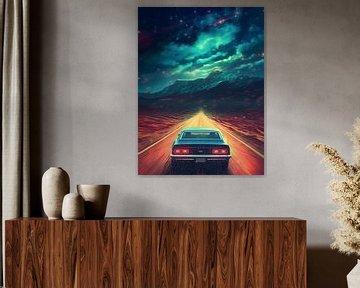 muscle car in mars met maan ruimte wereld aarde van novac dolazy