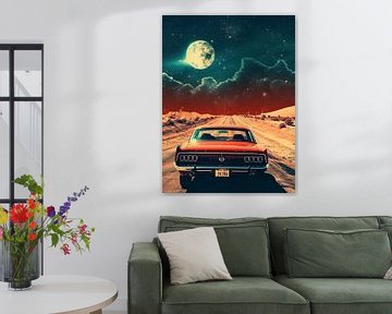 muscle car in mars met maan ruimte wereld aarde van novac dolazy
