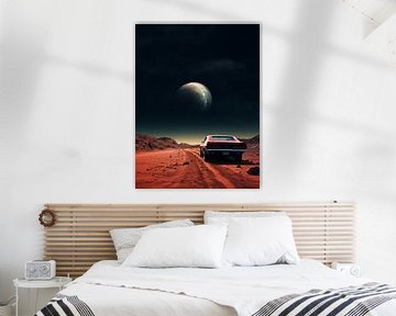 muscle car in mars met maan ruimte wereld aarde van novac dolazy
