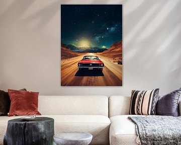 muscle car in mars met maan ruimte wereld aarde van novac dolazy