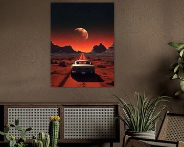 muscle car in mars met maan ruimte wereld aarde van novac dolazy