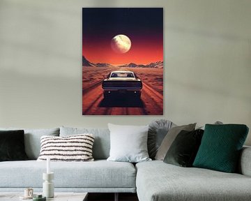muscle car in mars met maan ruimte wereld aarde van novac dolazy
