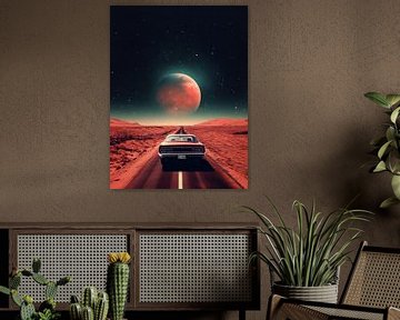 muscle car in mars met maan ruimte wereld aarde van novac dolazy