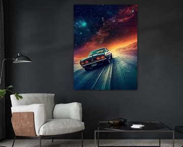 muscle car in mars met maan ruimte wereld aarde van novac dolazy