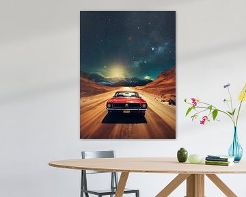muscle car in mars met maan ruimte wereld aarde van novac dolazy