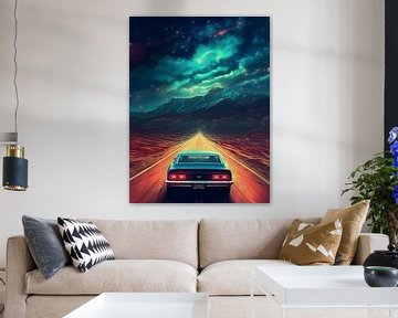 muscle car in mars met maan ruimte wereld aarde van novac dolazy