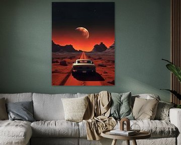 muscle car in mars met maan ruimte wereld aarde van novac dolazy
