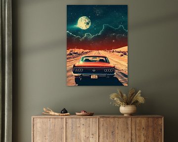 muscle car in mars met maan ruimte wereld aarde van novac dolazy