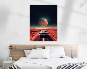 muscle car in mars met maan ruimte wereld aarde van novac dolazy
