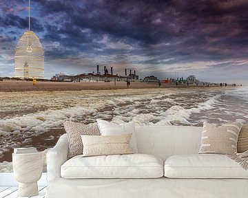 Storm on Noordwijk beach by Dick van Duijn